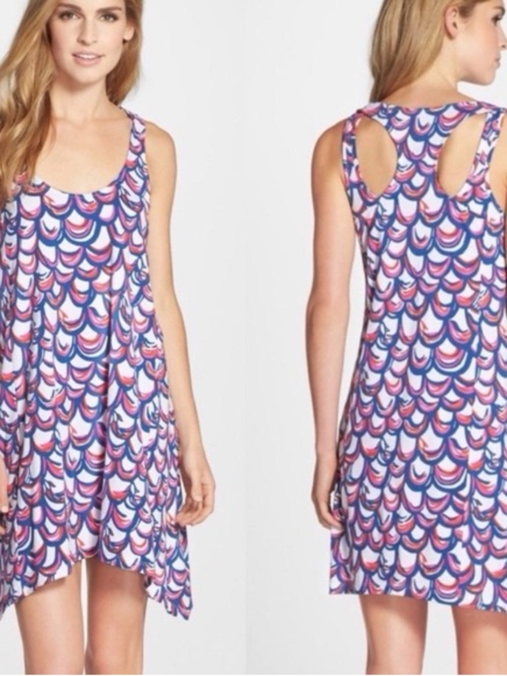 Lilly Pulitzer Monterey Cutout Pink White Blue Scallop Pima Cotton